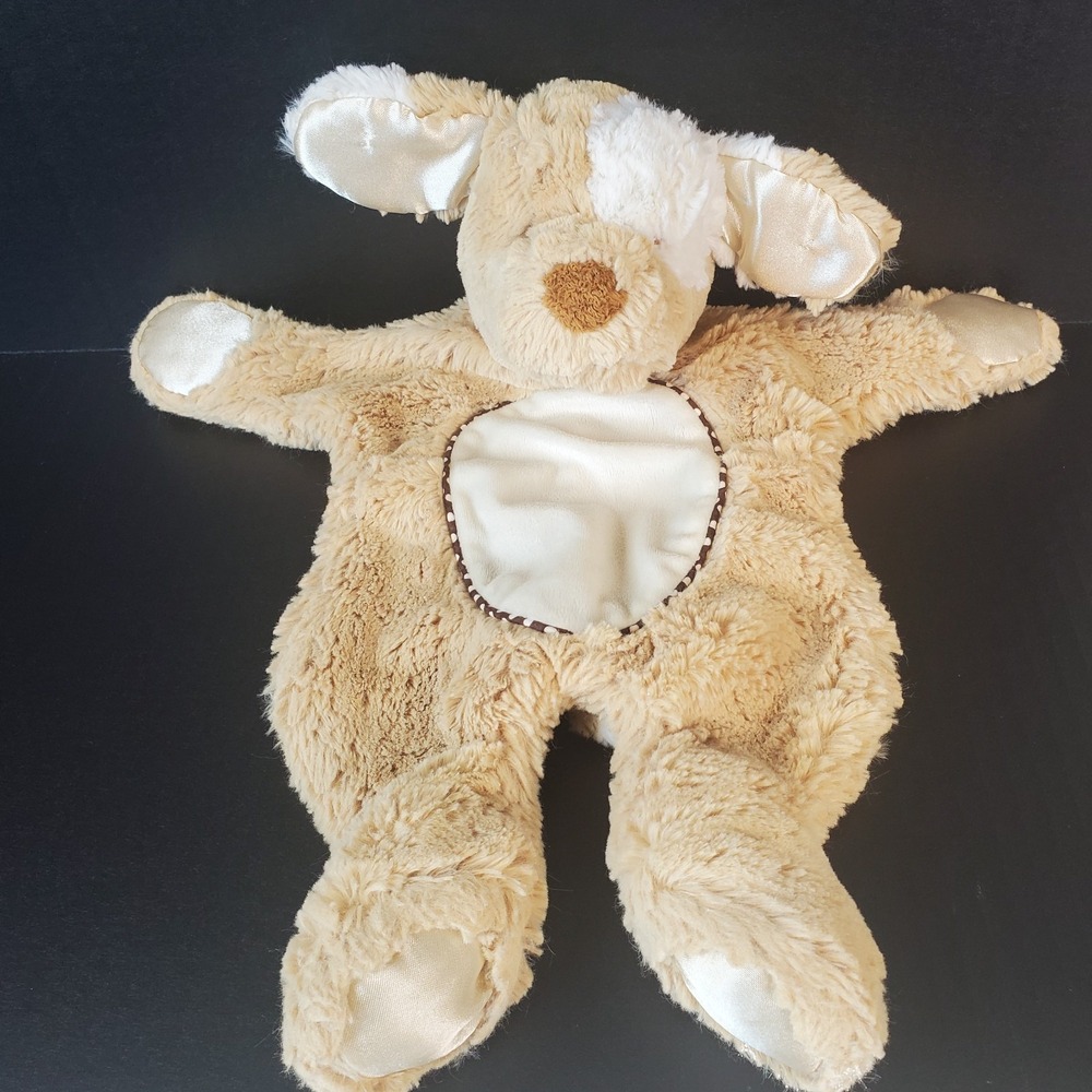 DOUGLAS Baby Sshlumpie Beige Yan Dog Lovey Flat Security Blanket Satin Eye Patch